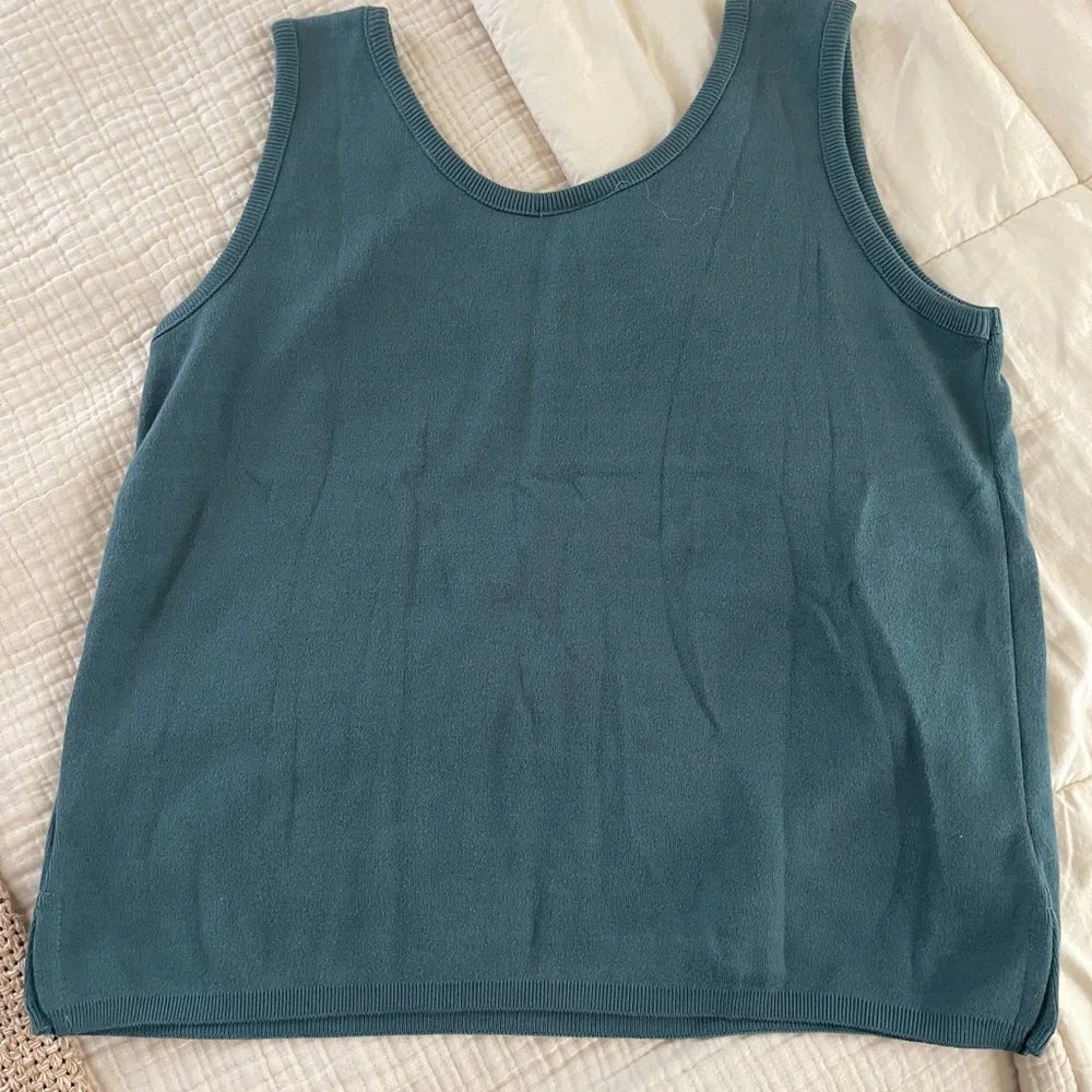 Eileen Fisher Women's 100% cotton tank Top green blue basic classic 90s size 1 - Picture 9 of 11